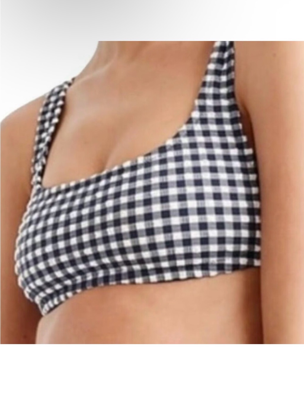 J Crew Swimsuit Scrunchie Square Neck Gingham Plaid Bikini Top New Be753
